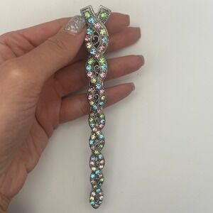 Vintage Rhinestone Filigree Barrette Clip – Multicolor Crystal Hair‎ Accessory